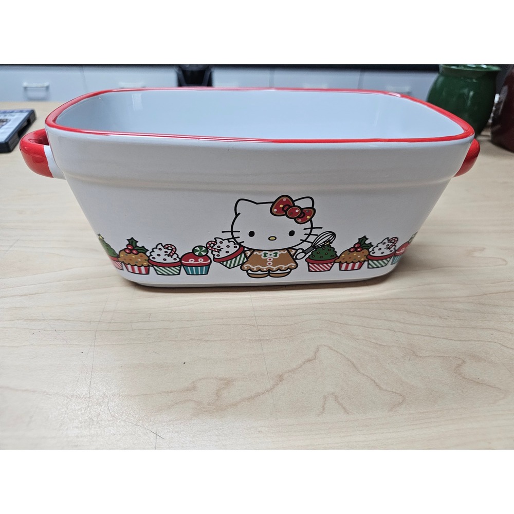 Hello Kitty Christmas Ceramic Loaf Pan Holiday Baking Dish Zrike  Red White